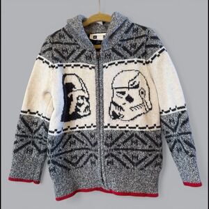 Gap Star Wars Kids Full Zip Fair Isle Style Darth Vader Stormtrooper Sweater 4Yr